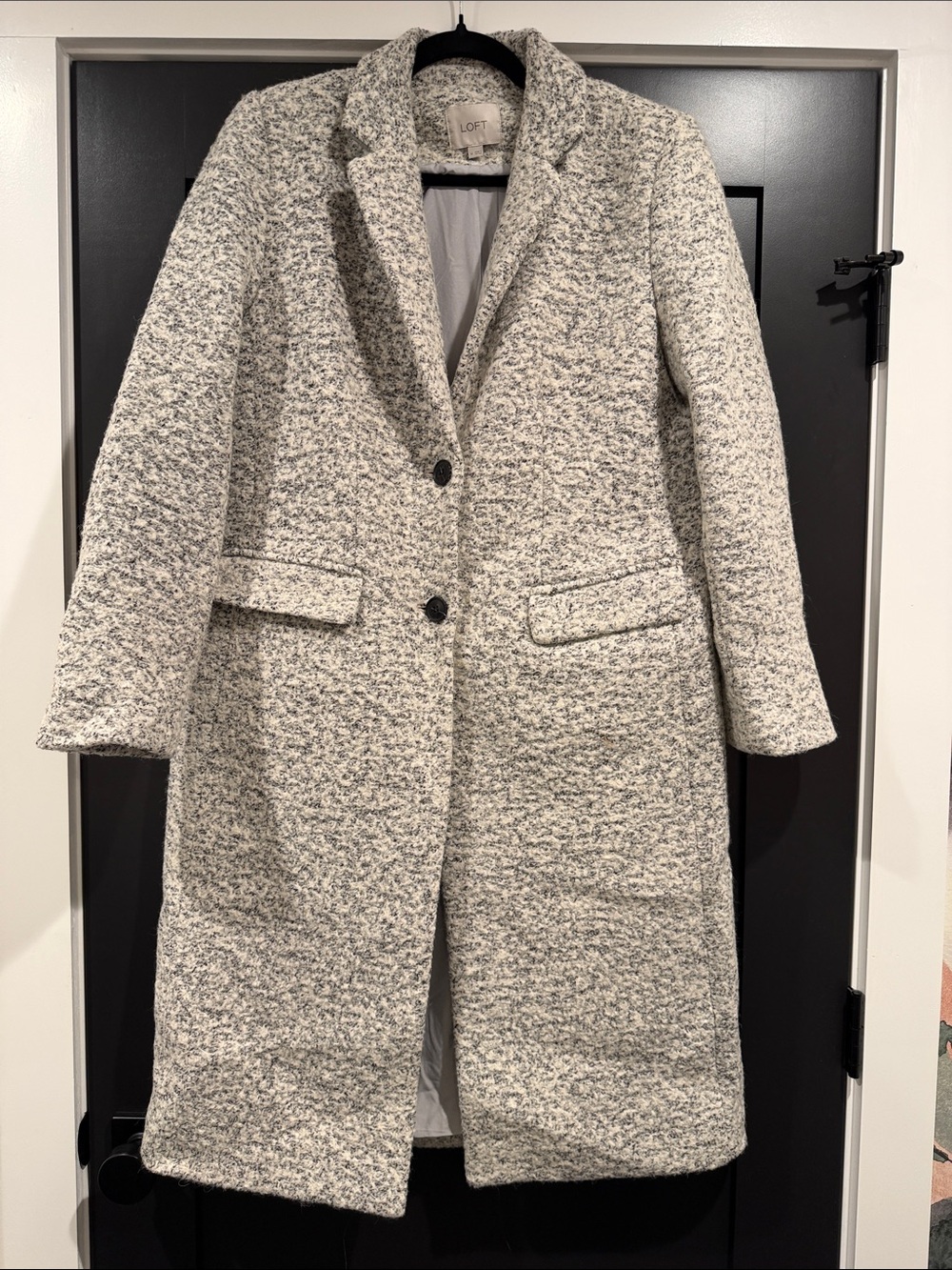LOFT Women's Gray Bouclé Single-Breasted Coat